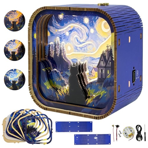 Wooden puzzle night light - 3d,